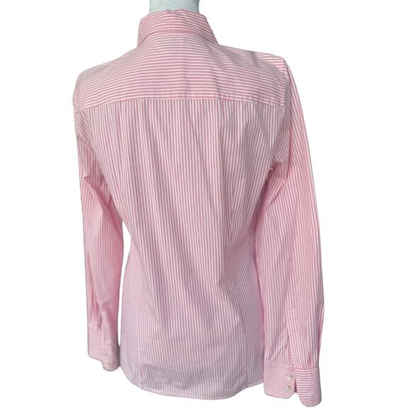Haberdashery J. Crew Stretch Pink White Stripe button Down Shirt Small S - Picture 6 of 9